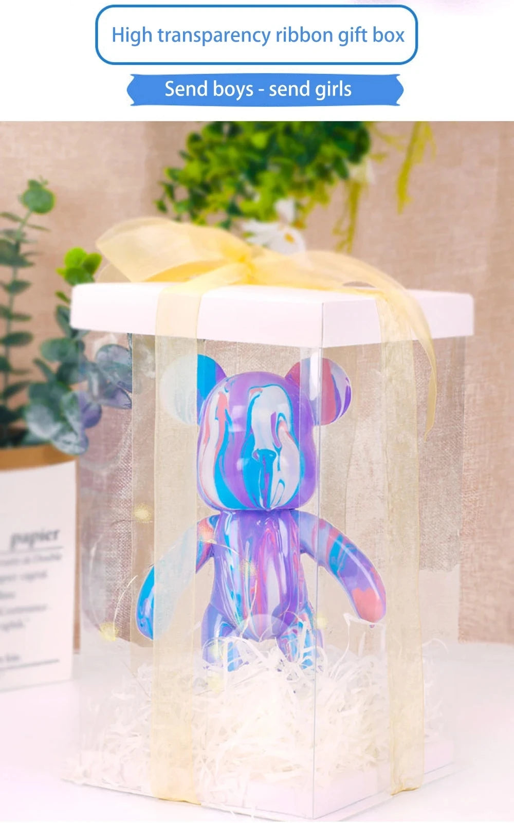 DIY Fluid Bear Sculpture Handmade Bearbrick Doll Ornaments Violent Bear Graffiti Painting Parent child Toy Gift Home Decoration