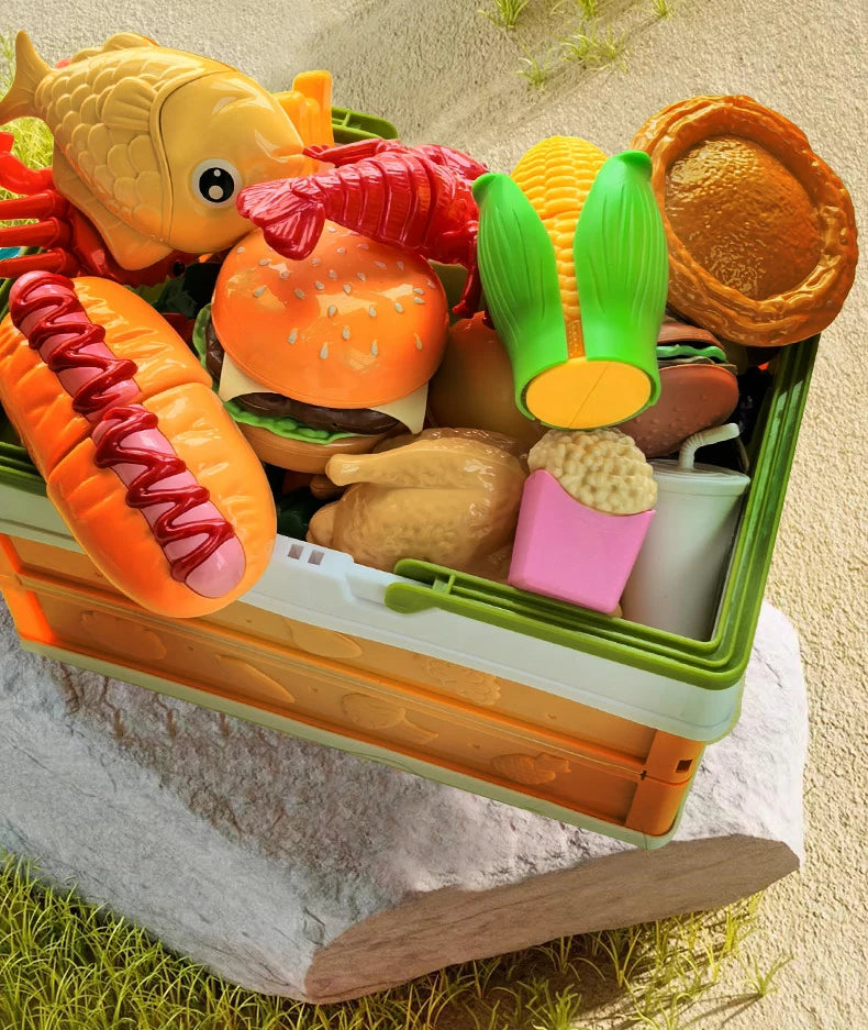 Children's Kitchen Toy Set Simulated Kitchen Cutting Cookware Simulated Fruits Cutting Toys Cooking Accessories for Kids Gift