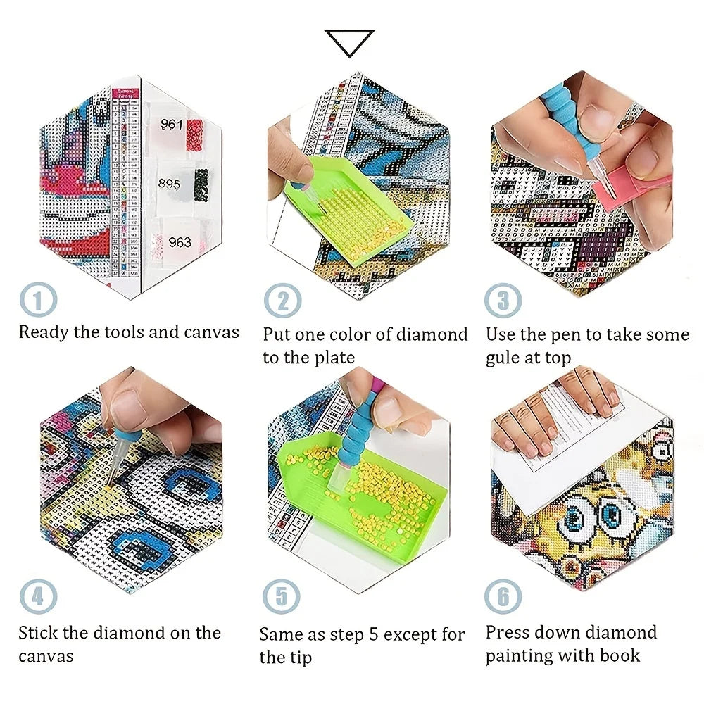 1pc Cartoon 3D Diamond Painting Random Picture Diamond Embroidery Full Drill DIY Home Decor Gifts 30x40cm/11.8x15.8in
