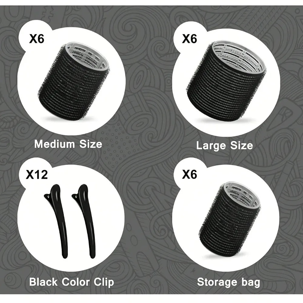 30PCS Heatless Hair Curlers Rollers with Clips Self Grip Hair Roller Set Women Hairdressing Curler Curl Salon Hair Styling Tools