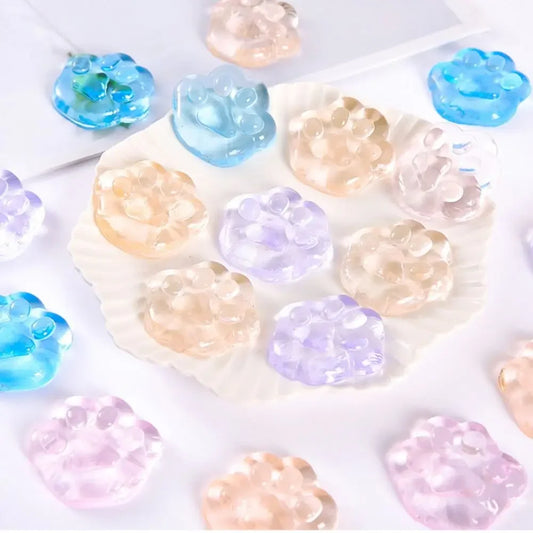 5/10/20PCS Kawaii Cat Paws Sticky Squeeze Toys Soft Realistic Jelly Glitter Cat Paws Transparent Squeeze Toys Kids Adult Gifts