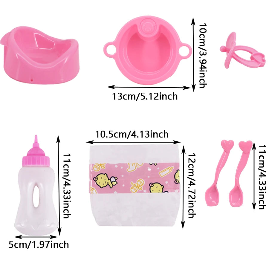 Doll Accessories Mini Diapers Milk Bottles Nipples Toothbrushes For 43CM Baby Doll&18Inch American Doll Accessories,DIY Toy Gift