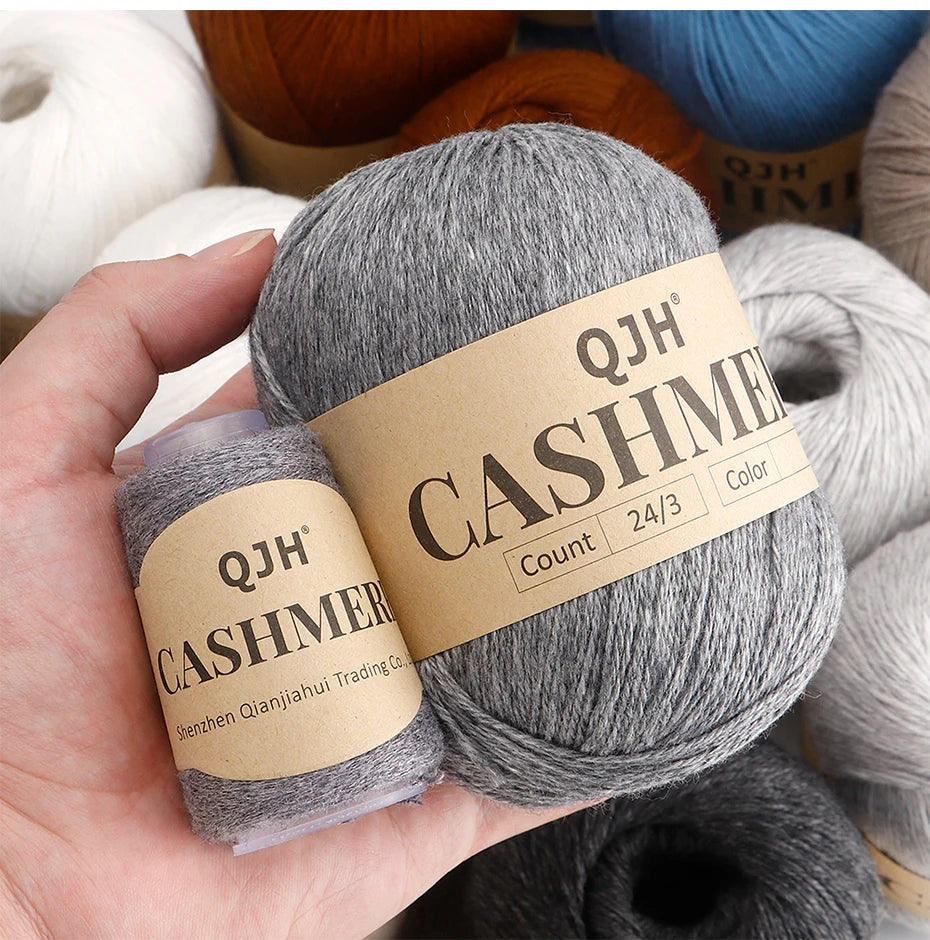 QJH 12 Set Luxurious Cashmere Yarn - Ultra-Soft & Premium Quality for Knitting Luxe Sweaters & Scarves, Hats - Yarn Enthusiasts