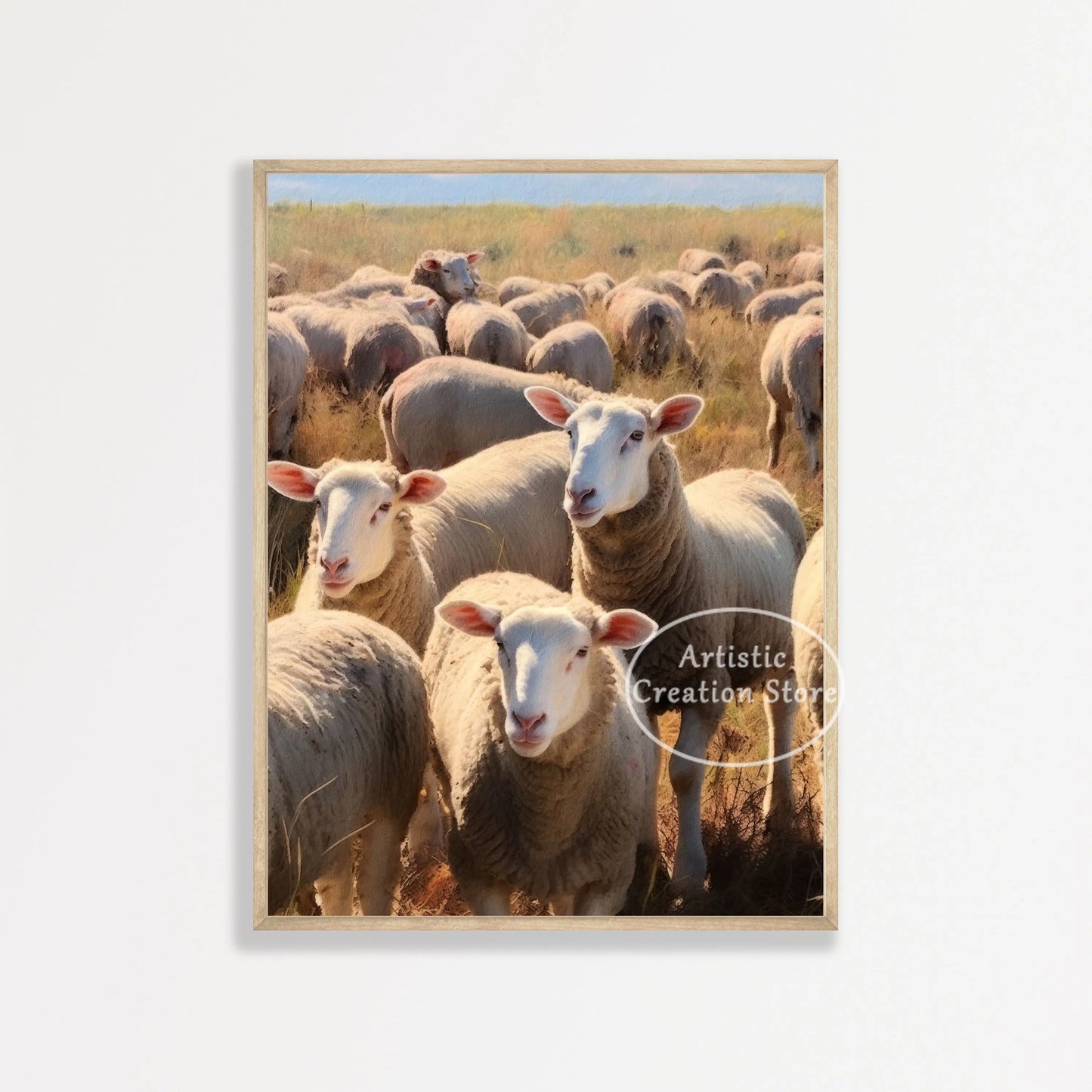 Countryside Highland Sheep Poster Modern Farmhouse Wall Art Pink Sheep Animals Print Canvas Painting Wall Living Room Home Decor