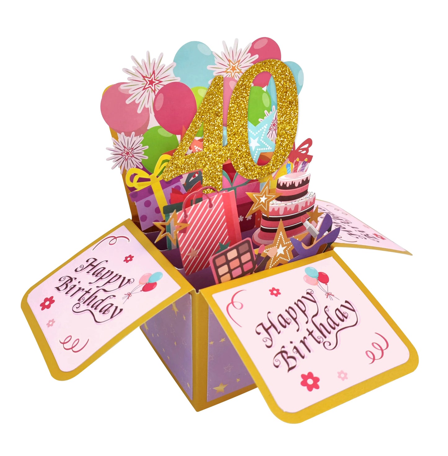 Black Golden Happy Birthday Pop Up Card 18th/30th/40th/50th/60th Birthday Card With Note Envelope Adult Birthday Gifts Greeting