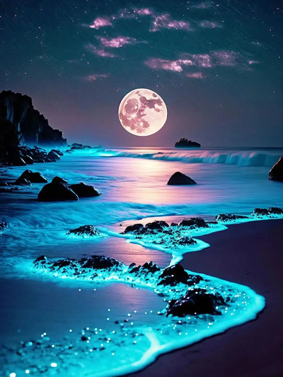 5D Diamond Painting DIY Likes Novelty Gifts Moon Seaside Landscape Embroidery Night Scenery Mosaic Home Decor Full Round Drills
