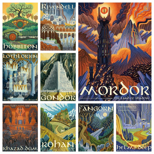 5D DIY Diamond Painting Abstract Ring Art Retro Full Drill Kit Vintage Film Mordor Castle Lord Magic Kid Handcarft Bed RoomDecor