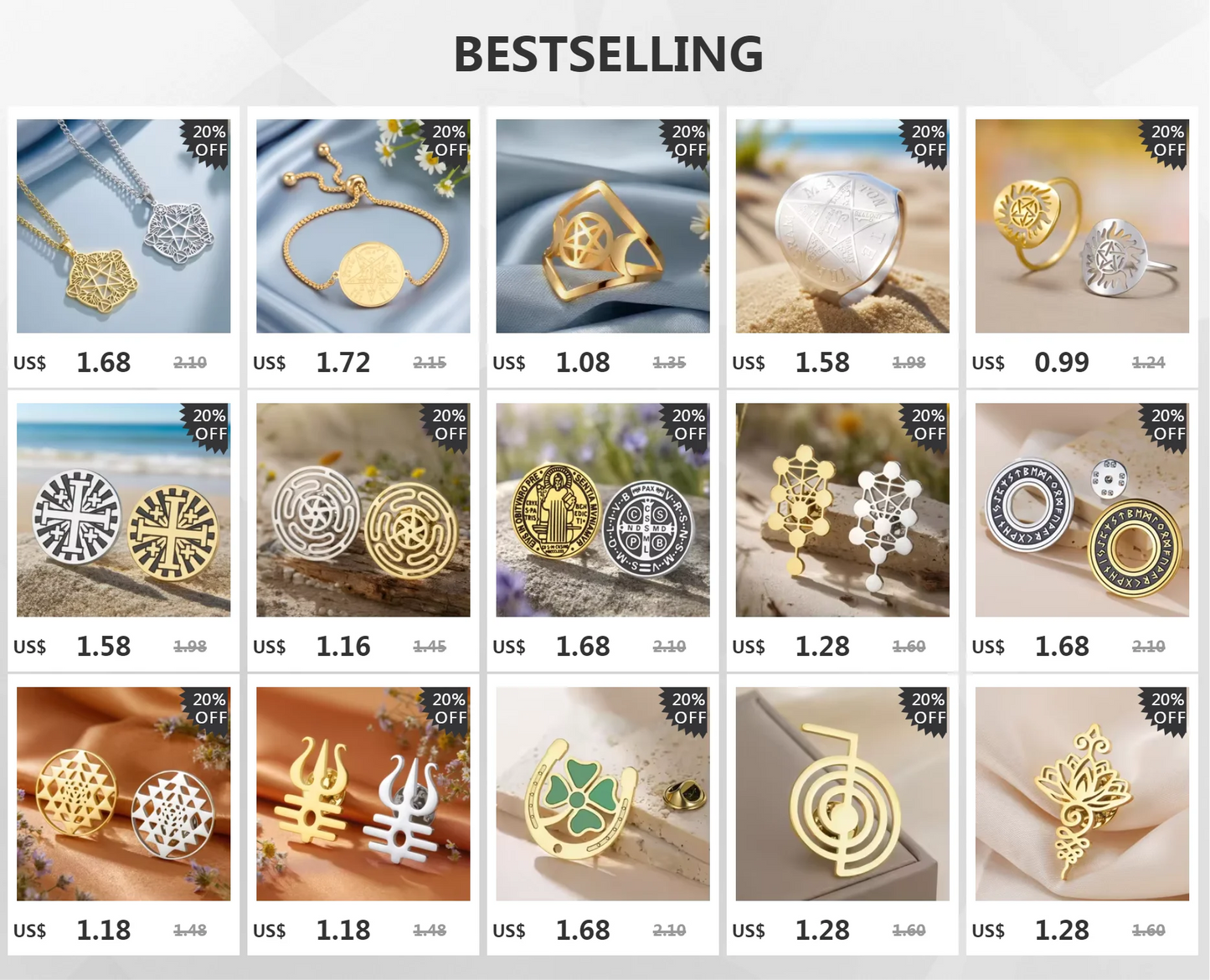 Dawapara Supernatural Anti Possession Symbol Brooch Pins Sunshine Pentagram Protection Amulet Stainless Steel Jewelry