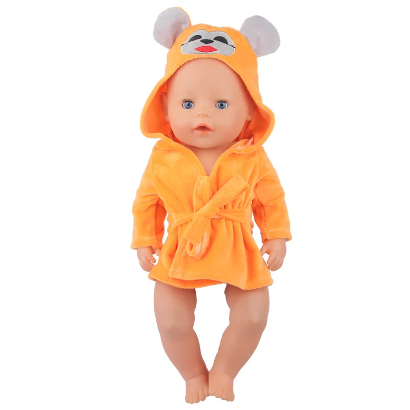 Doll Clothes Night-robe For 18 Inch American Doll Cartoon Animal Pajamas For 43cm Baby Girl Doll,OG,Russia,DIY Doll Girl's Gift