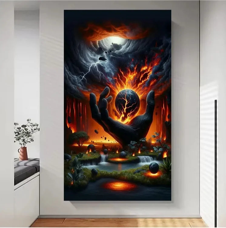 5D Diy Diamond Painting 2025 Fantasy Holding the Earth in Hand Picture Full Diamond Mosaic Embroidery Cross Stitch Home Decor