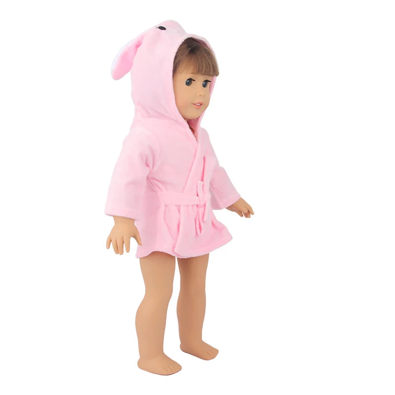 Doll Clothes Night-robe For 18 Inch American Doll Cartoon Animal Pajamas For 43cm Baby Girl Doll,OG,Russia,DIY Doll Girl's Gift