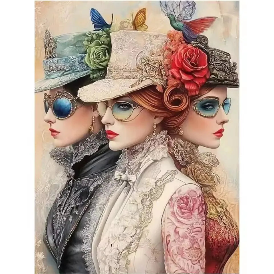 5D DIY Diamond Art Kit Full square Round Drill Mosaic Embroidery Beauty Women,Flowers,Sunglasses Imitation Diamonds Wall Decor