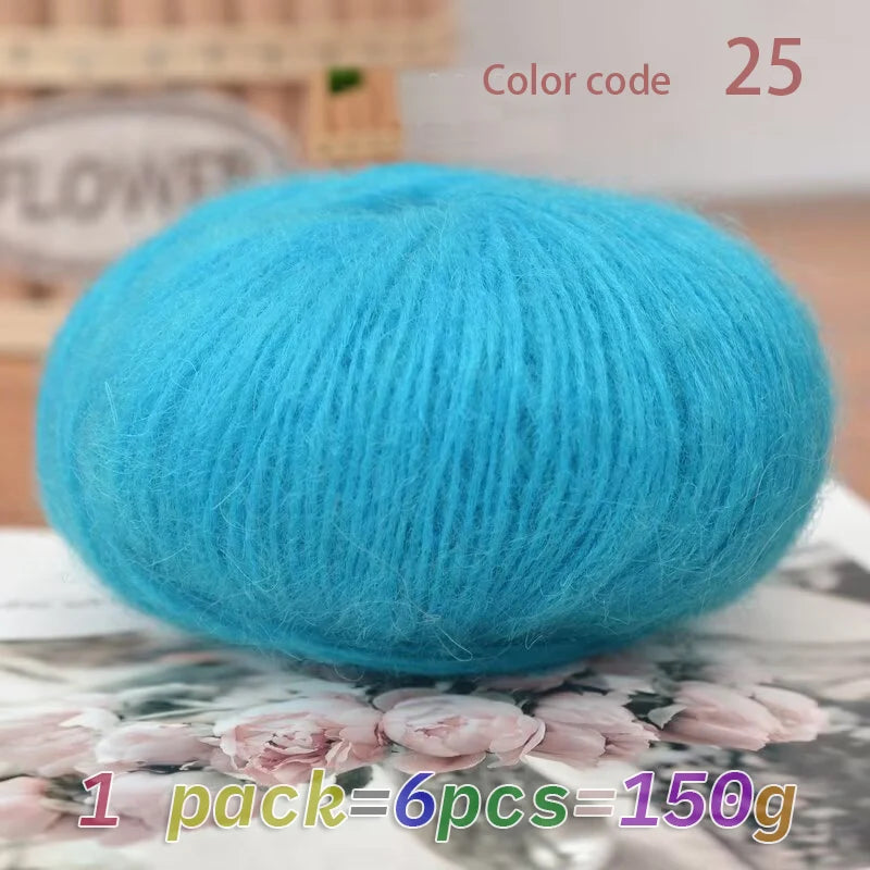 Luxury mohair blend yarn, soft merino wool blend, DIY knitting and crochet projects, containing 45% mohair, 40% merino wool, 15%