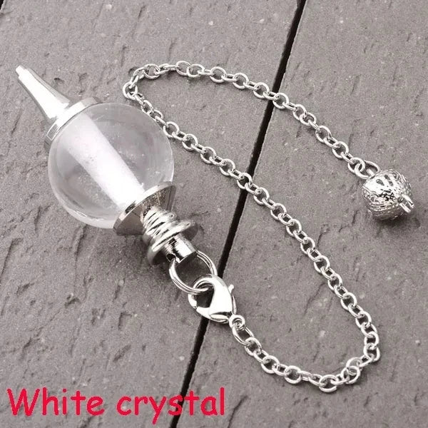 Reiki Healing Chakra Pendulum Pendants Lucky Crystal Quartz Stone Pendulum Pendant With Silvery Ball Chain Hypnosis For Necklace