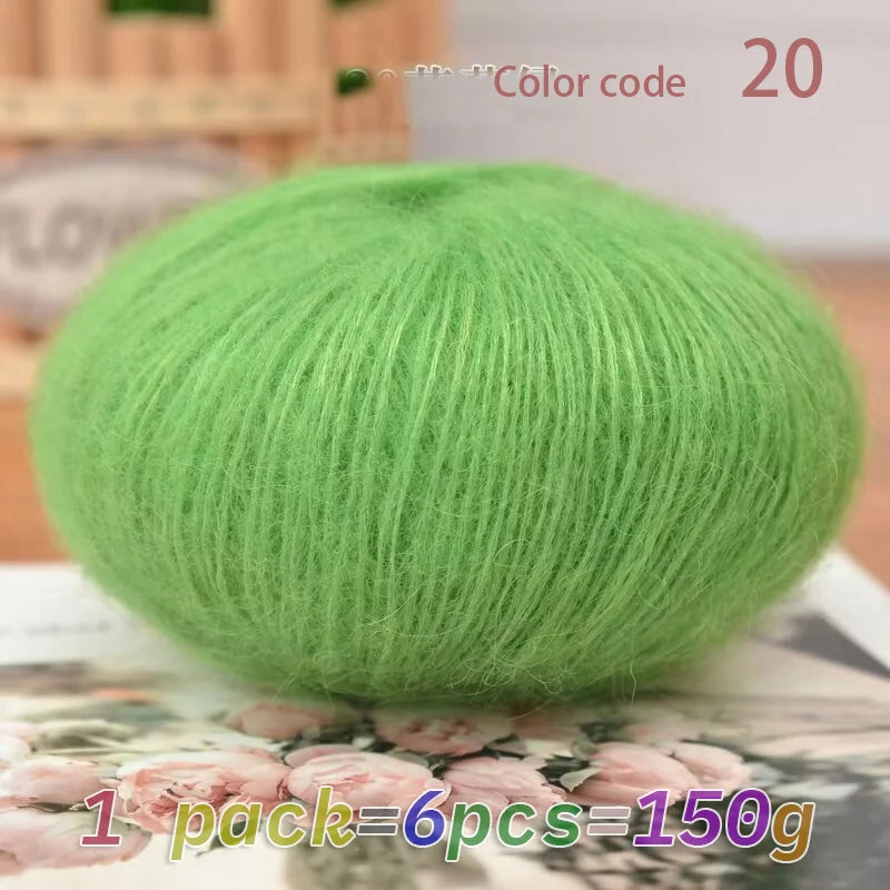 Luxury mohair blend yarn, soft merino wool blend, DIY knitting and crochet projects, containing 45% mohair, 40% merino wool, 15%