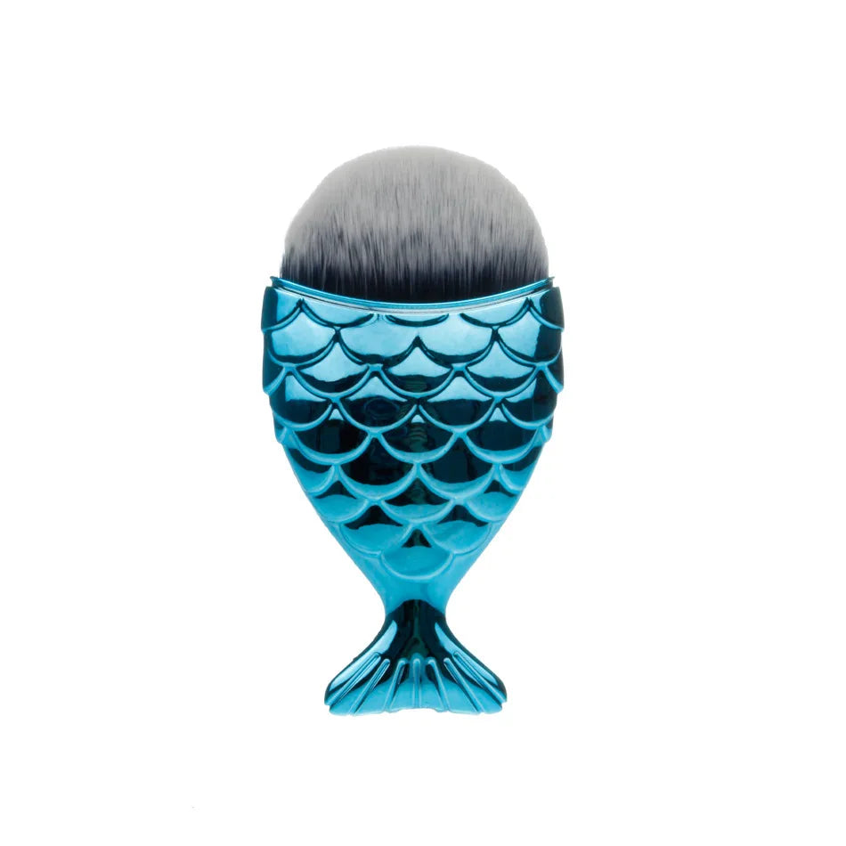 Mermaid Makeup Brush Professional Face Blush Brush Foundation Cosmetic Brush Fish Makeup Tools Kit Powder Nail Art Cleaning Tool