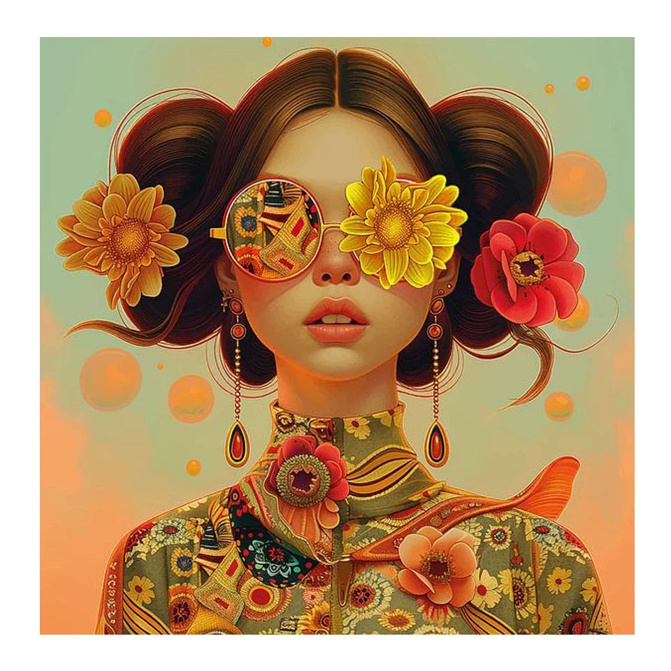 5D DIY Diamond Painting Art Surrealism Flowers Sunglasses Girl Bird Mosaic Embroidery Kit  Rhinestone Cross Stitch Home Decor