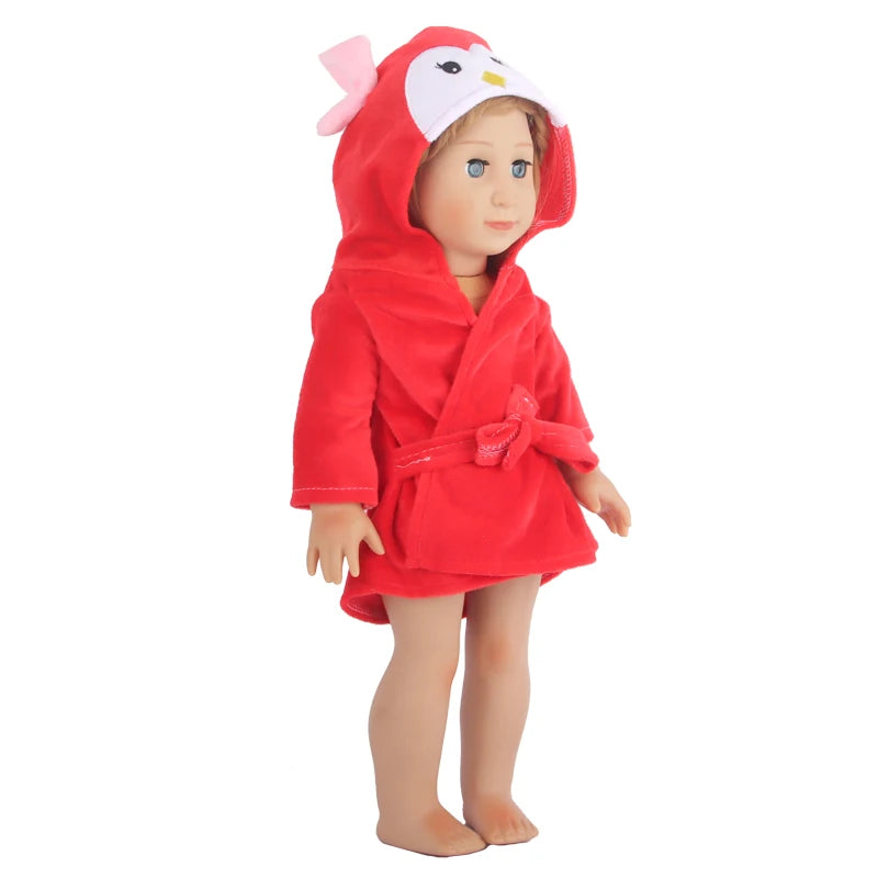 Doll Clothes Night-robe For 18 Inch American Doll Cartoon Animal Pajamas For 43cm Baby Girl Doll,OG,Russia,DIY Doll Girl's Gift