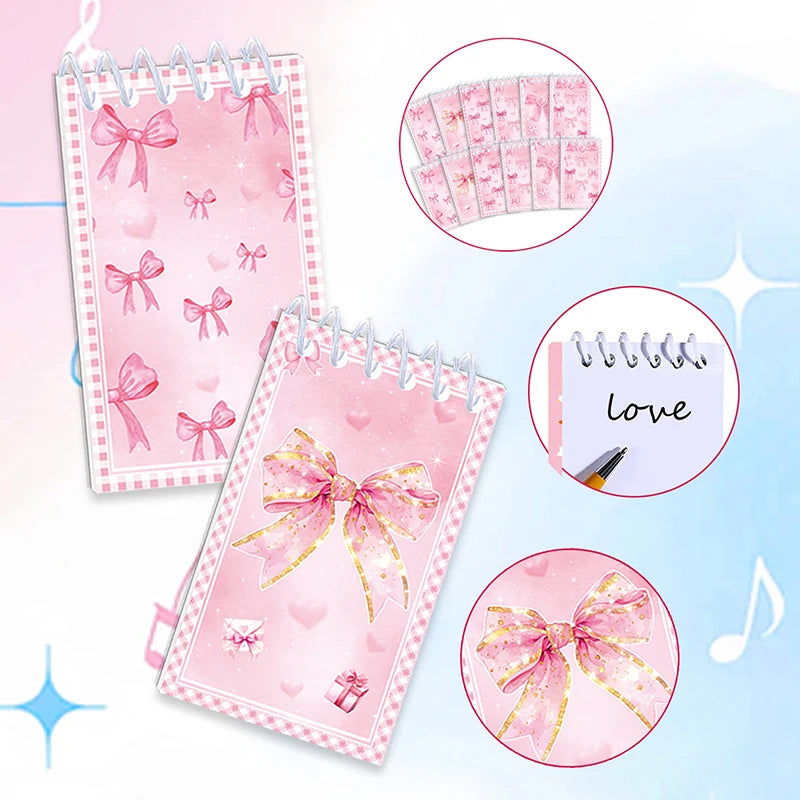 10pcs Pink Bow Notebook Mini