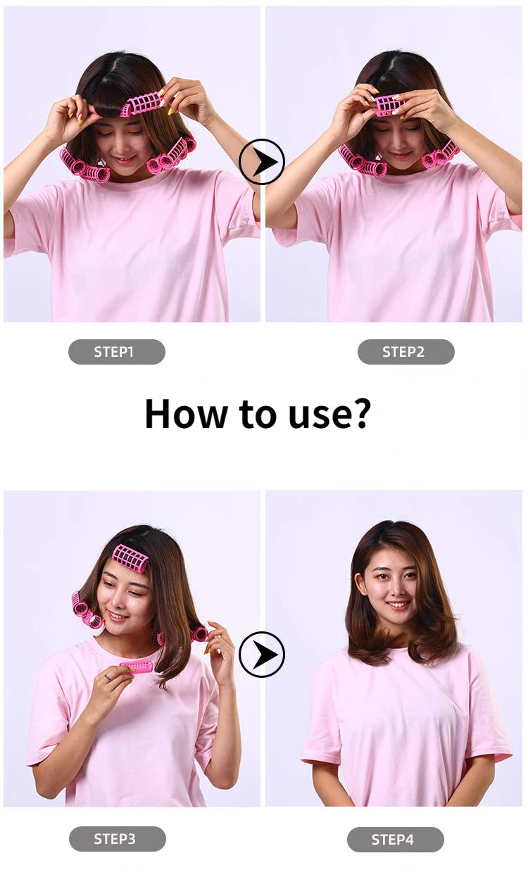 6-14pcs/set Heatless Hair Curler Rollers Large Grip Clips Lazy Curlers Hairdressing DIY Hair Styling Tool for Women Random Color