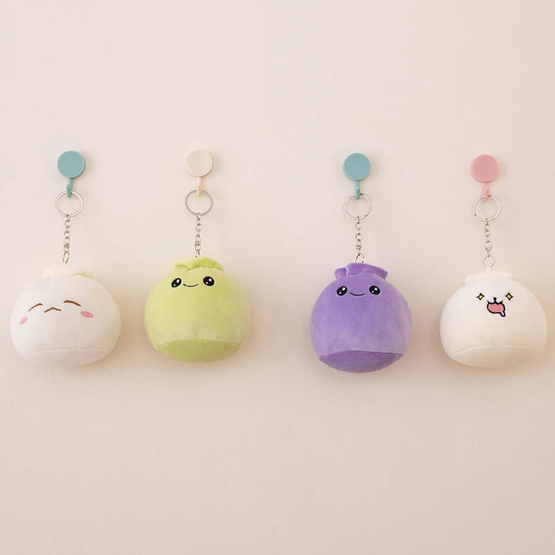 11cm Mini Rice Bao Steamed Stuffed Bun Plush Dumplings Keychain Cute Bag Pendant Decoration
