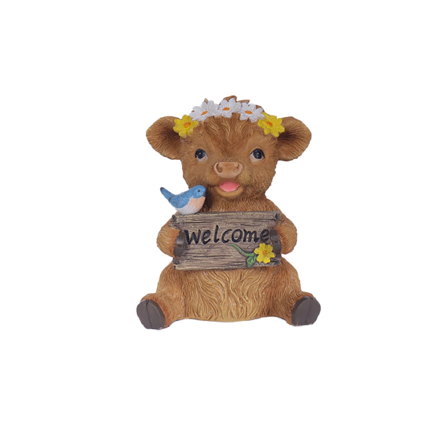 Resin Highland Cow Sculpture Outdoor Decorative Statue Garden Courtyard Terrace Crafts Decorative Ornament