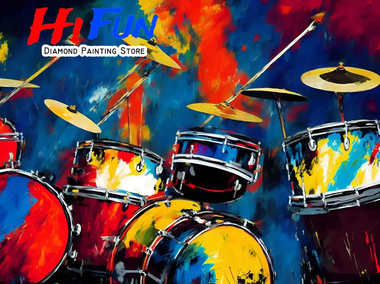 5D Diamond Painting Jazz Music Street Art with Drums Handmade Diamond Embroidery Cross Stitch Living Room Bedroom Decoration