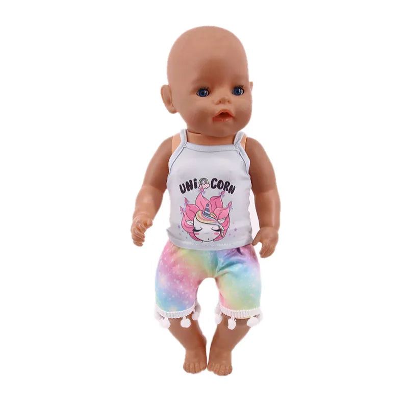 43cm Reborn New Born Baby Doll Clothes Unicorn Flamingo Fanny Cartoon Doll Accessories 18 inch Doll  Clothes American girl`s Toy