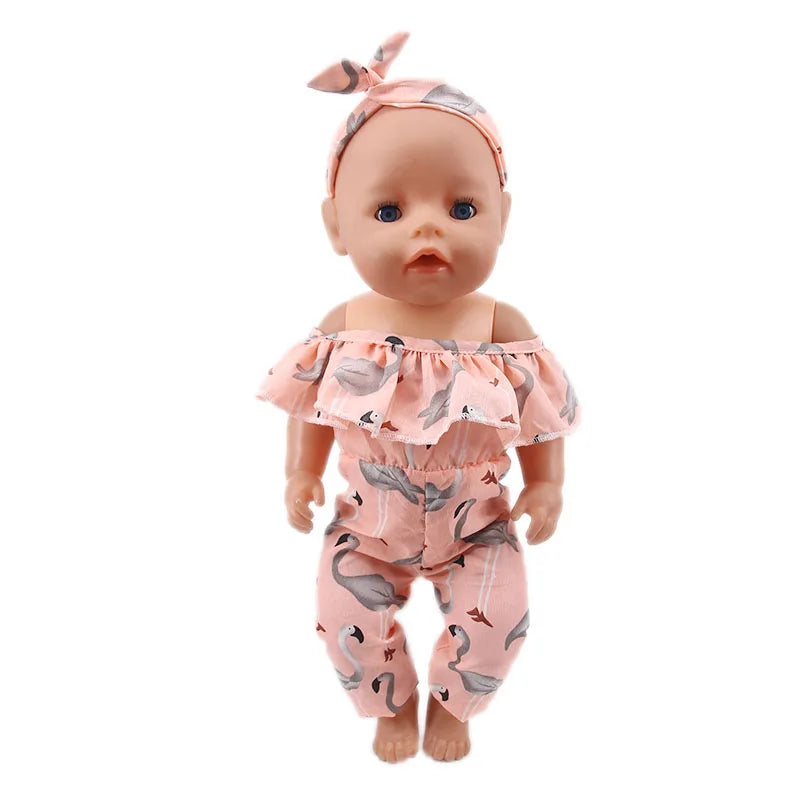 43cm Reborn New Born Baby Doll Clothes Unicorn Flamingo Fanny Cartoon Doll Accessories 18 inch Doll  Clothes American girl`s Toy