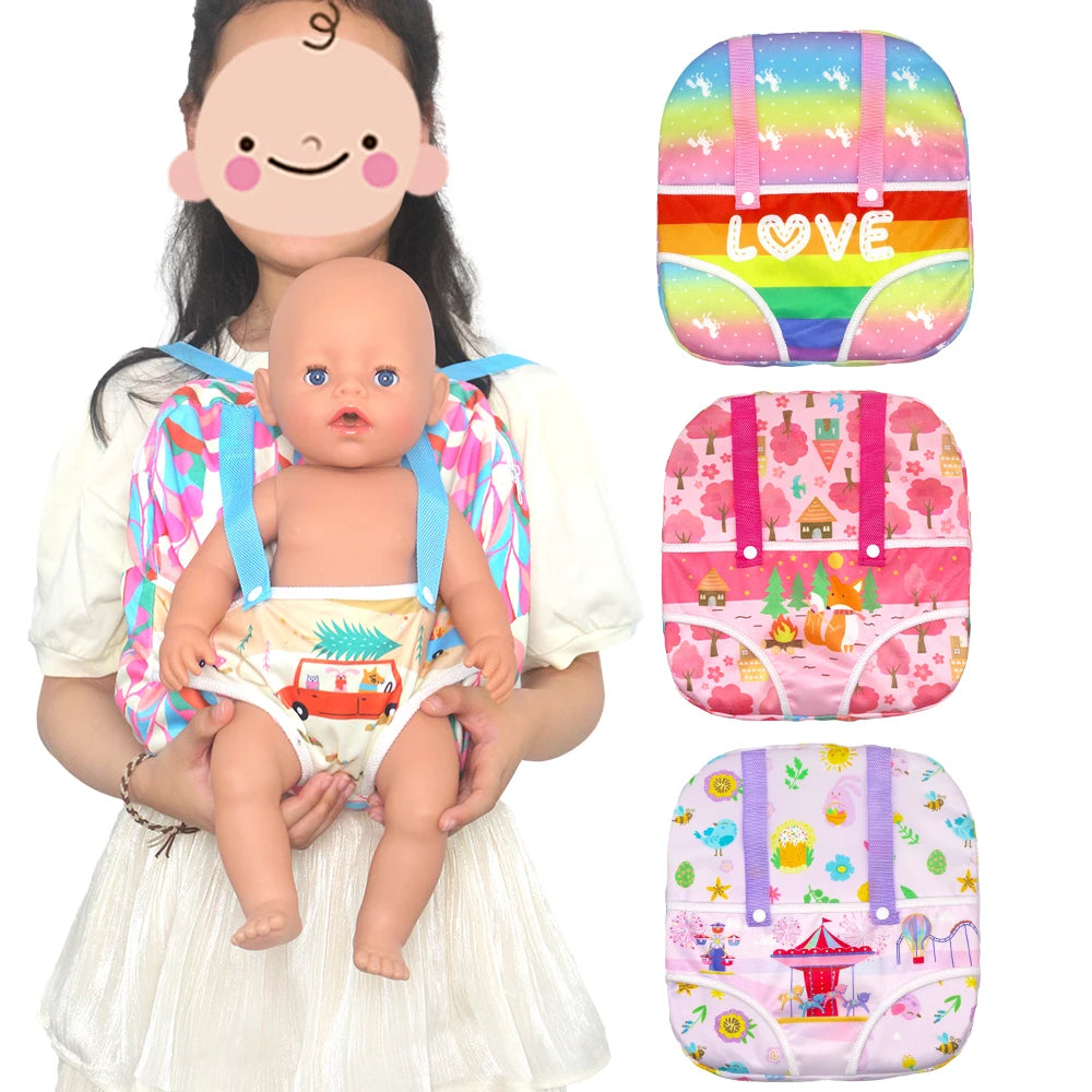 Alpaca Style Dolls Out Going Carry Bag 43-45cm Newborn Doll Clothes Accessories Christmas Birthday Gift18 Inch Doll Backpack Bag