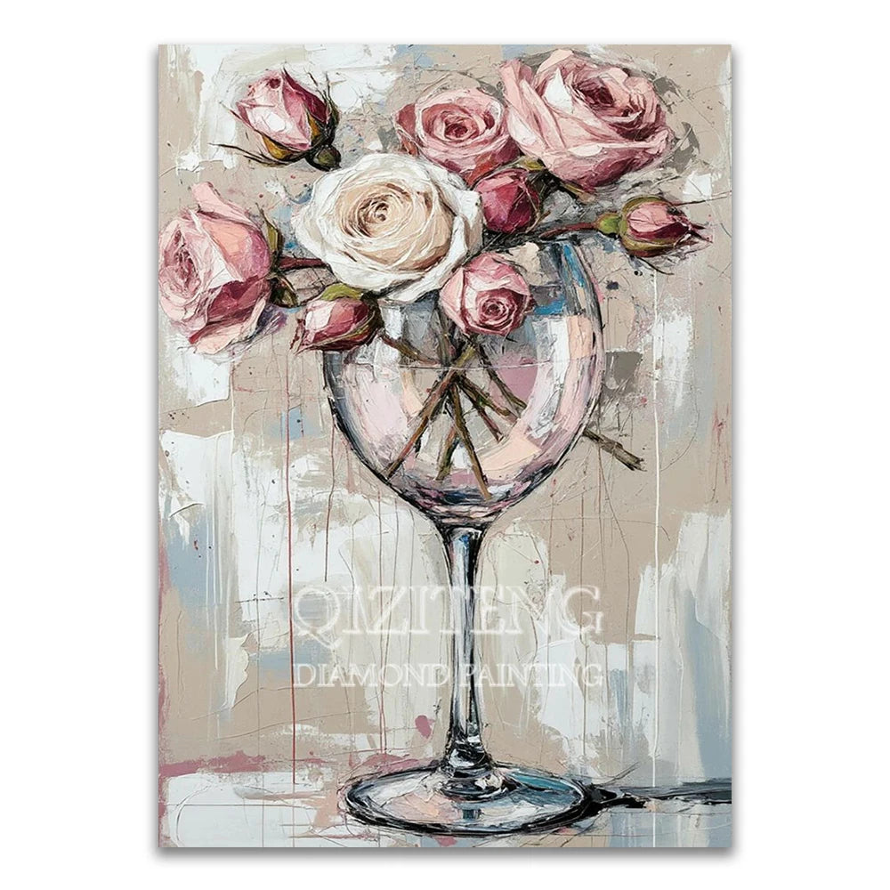 5D Diamond Painting Bouquet in Cup Color Flower Art Full Diamond Mosaic Cross Stitch DIY Modern Home Decor New Arrivals 2025