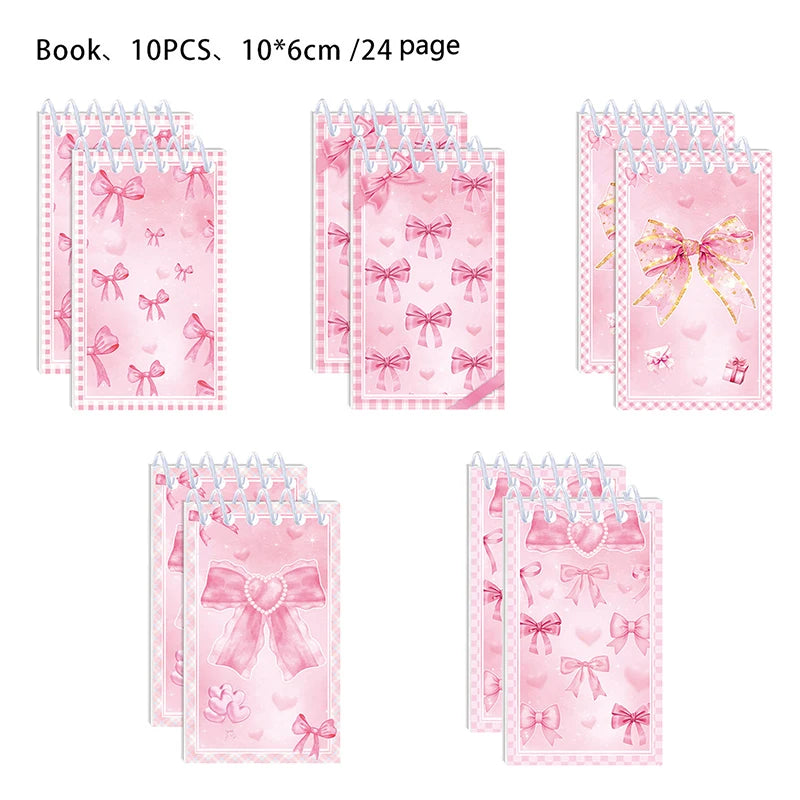 10pcs Pink Bow Notebook Mini