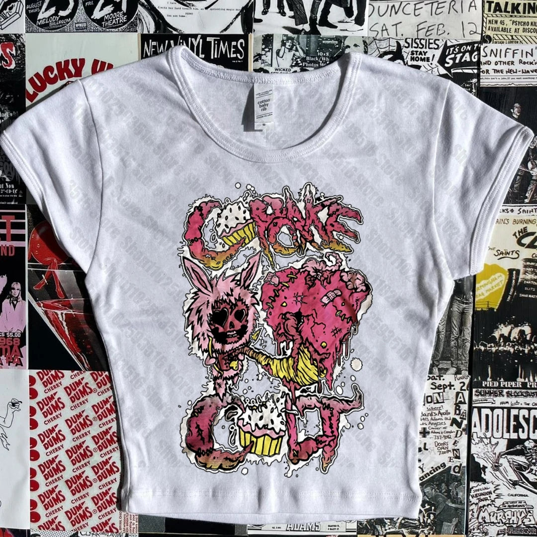 Goth Female Clothing Woman T-shirts Women Clothes Grunge Clothes Y2k Tops Graphic Tees Y2k Top Kpop T-shirt Kawaii Emo Gothic