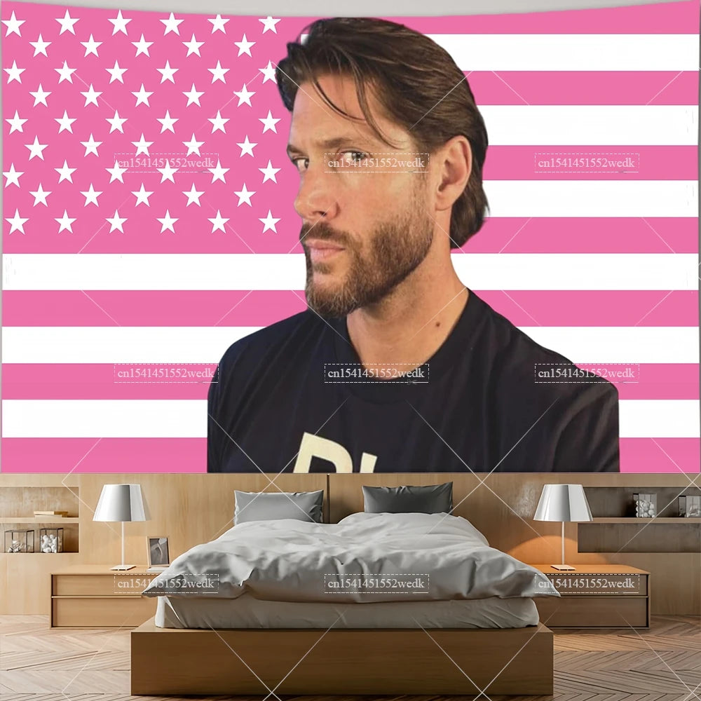 Jensen Ackles Tapestry American Flag Home Decor Wall Hanging Covering Bedroom Backdrops Outdoor Banners Decoration Gift for Fans
