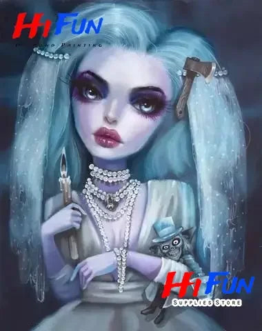 5D Diamond Painting Goth Girls Wonderland Collection Bizarre Art Full Square Diamond Embroidery Cross Stitch Diamond Mosaic Kit