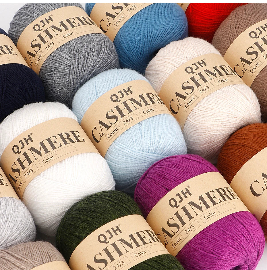QJH 12 Set Luxurious Cashmere Yarn - Ultra-Soft & Premium Quality for Knitting Luxe Sweaters & Scarves, Hats - Yarn Enthusiasts