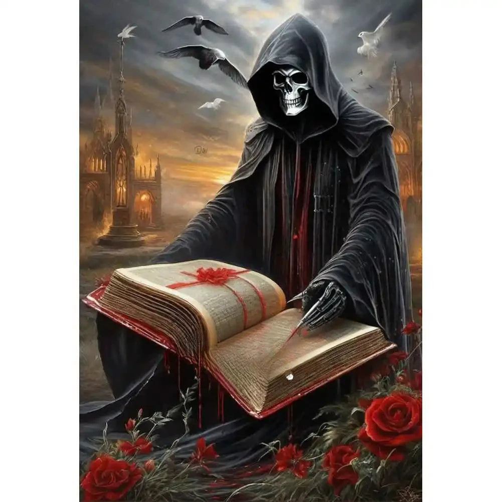 Oil Painting By Numbers Gothic Skull Death God Number Drawing Canvas DIY Pictures By Numbers Home Decor