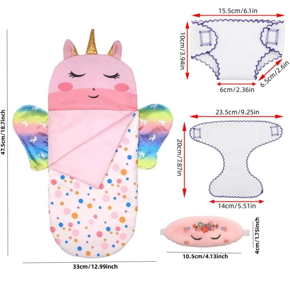 Dolls Out Going Carry Bag Set Children's Handbag+2pcs Diapers+Sleepig Bag 43-45cm Newborn Doll Clothes Accessories Birthday Gift