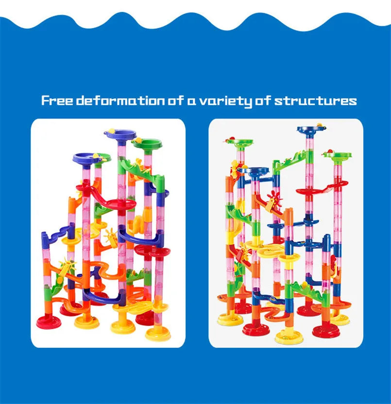 29/80/105Pcs Marble Run Race Track Building Blocks Kids 3D Maze Ball Roll Toy DIY Marble Run Race Coaster Set Christmas Gifts