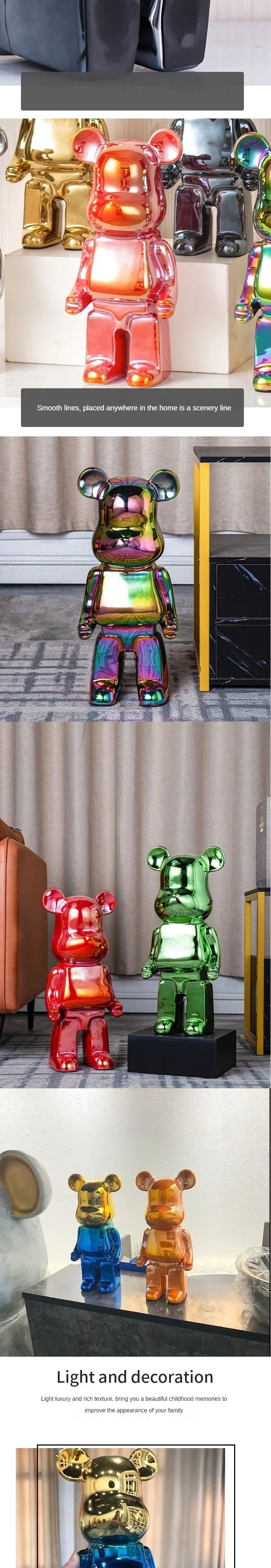 Delicate Bears Figurines Luxury Ceramics Violent Bear Statue Kawaii Cartoon Bear Sculptures Desk Decoration Home Accessories