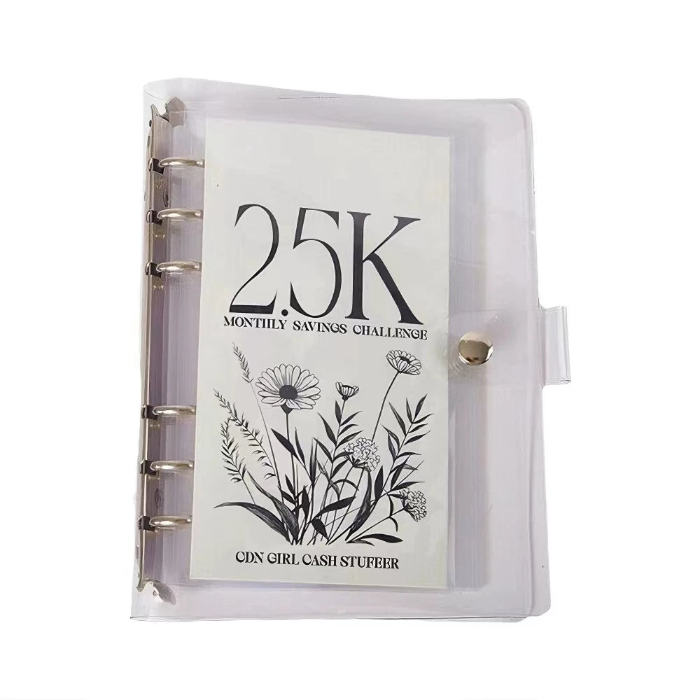 12-Month Money Saving Challenge Planner to Achieve 10K/5K/2.5K Goals, Durable Pvc Six-Ring Binder, Cash Savings Management