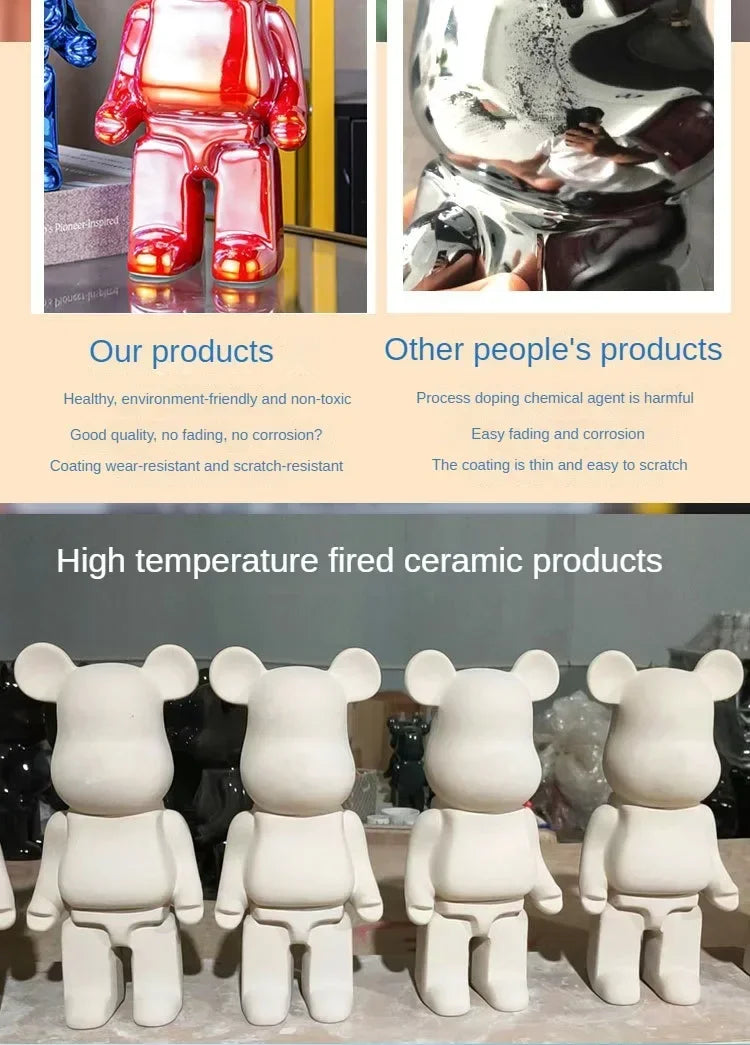 Delicate Bears Figurines Luxury Ceramics Violent Bear Statue Kawaii Cartoon Bear Sculptures Desk Decoration Home Accessories