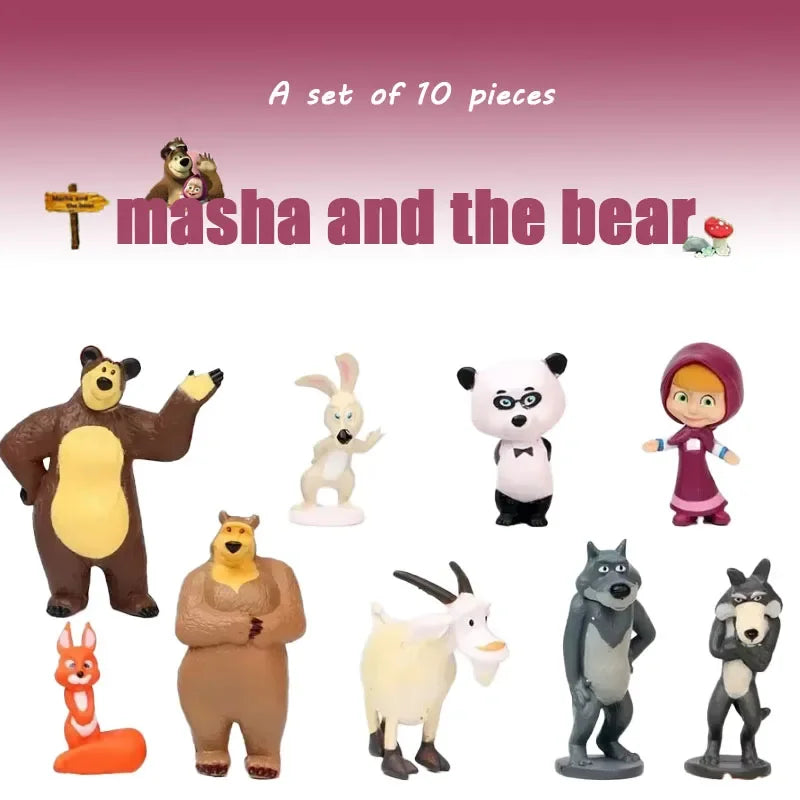 Martha and Bear 10 Ornaments Anime Models Cartoon Toys Gifts for Friends Furniture Display Birthday Gifts