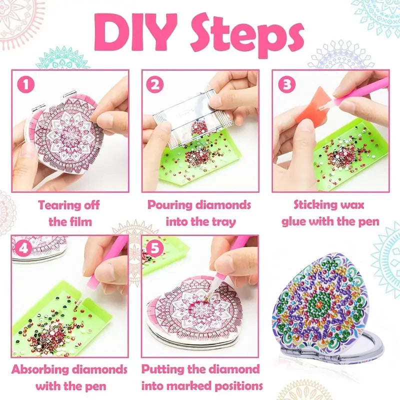 DIY diamond painting art set Mandala pattern small mirror