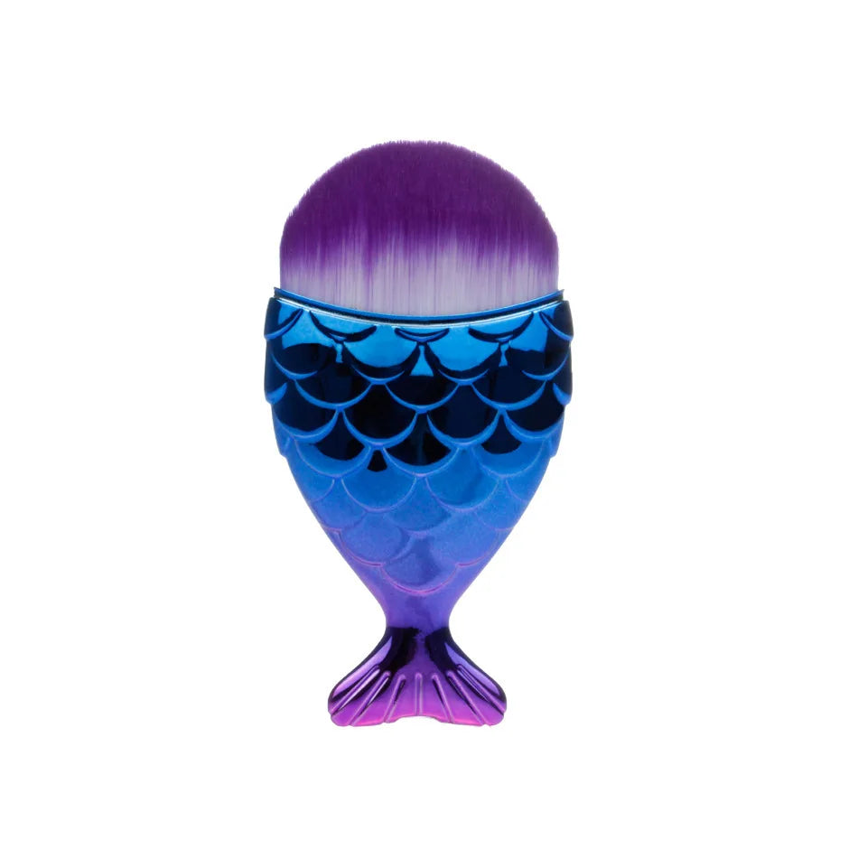 Mermaid Makeup Brush Professional Face Blush Brush Foundation Cosmetic Brush Fish Makeup Tools Kit Powder Nail Art Cleaning Tool