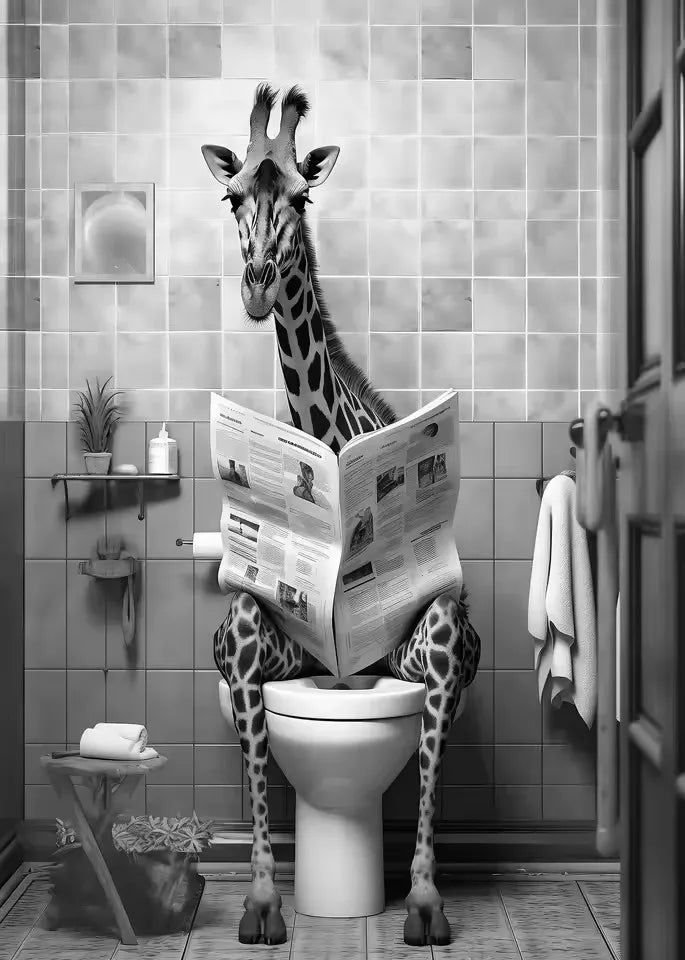 Diamond art painting Funny Bathroom Lion Cow Sitting on Toilet Reading Newspaper 5D  diamond embroidery Modern Home Wall Decor