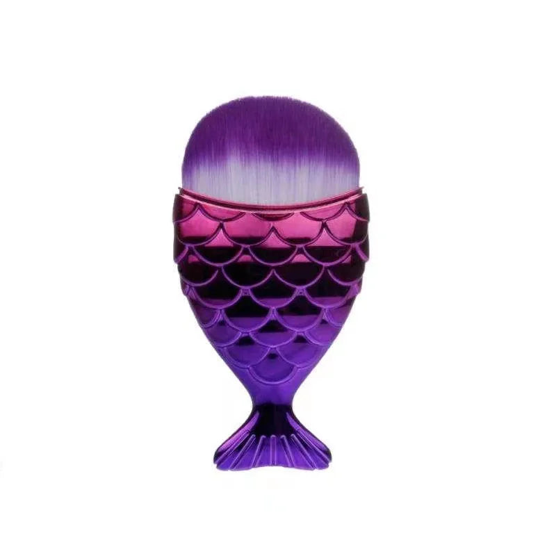 Mermaid Makeup Brush Professional Face Blush Brush Foundation Cosmetic Brush Fish Makeup Tools Kit Powder Nail Art Cleaning Tool