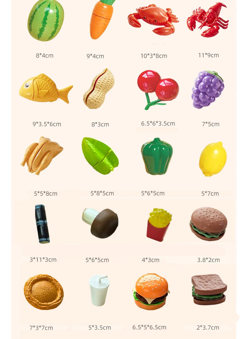 Children's Kitchen Toy Set Simulated Kitchen Cutting Cookware Simulated Fruits Cutting Toys Cooking Accessories for Kids Gift