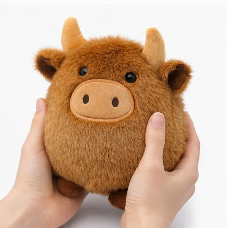 Kawaii Highland Cow Plush Pillow PP Bull Keychain Super Soft Stuffed Animal Car Ornament Cute Fur Plushie Pendant Birthday Gift