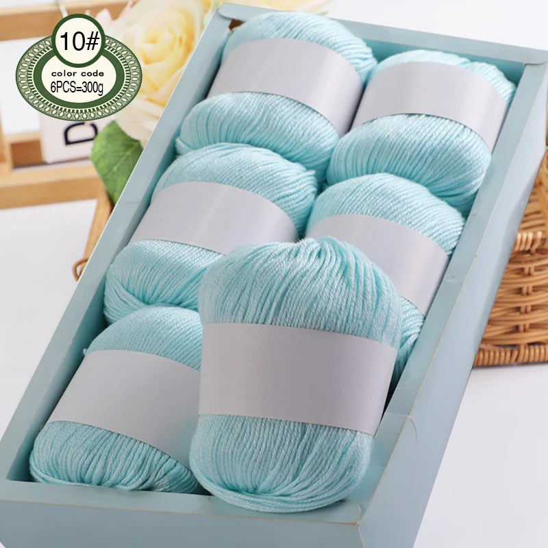 6pcs/Set Luxury Silk Blend Yarn, 50g Each, Soft Knitting Yarn Suitable For Sweaters, Baby Blankets And Scarves, Multiple Colors